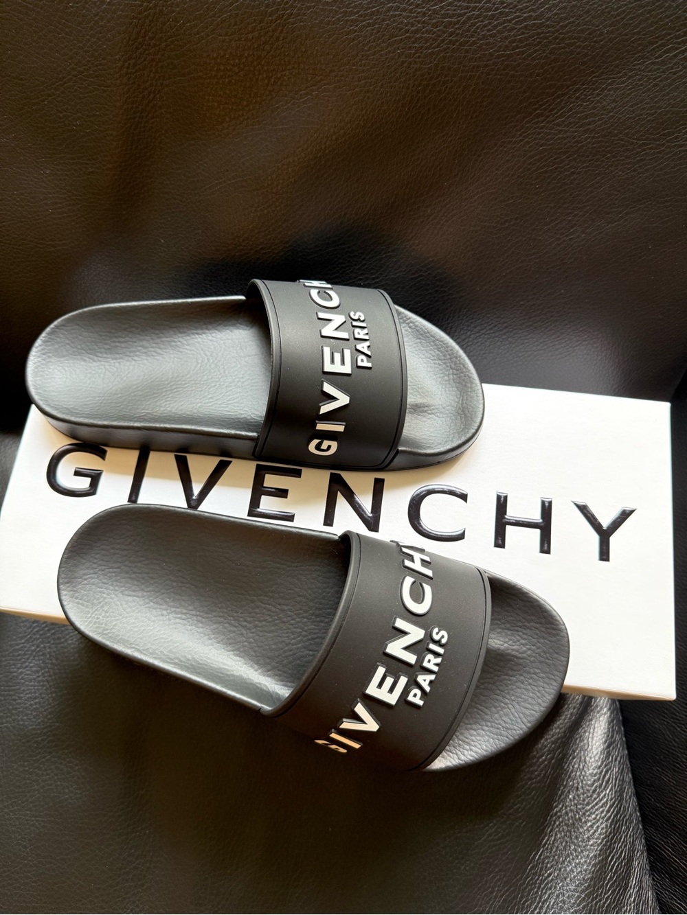 Givenchy Women’s Black Logo Slide Sandals